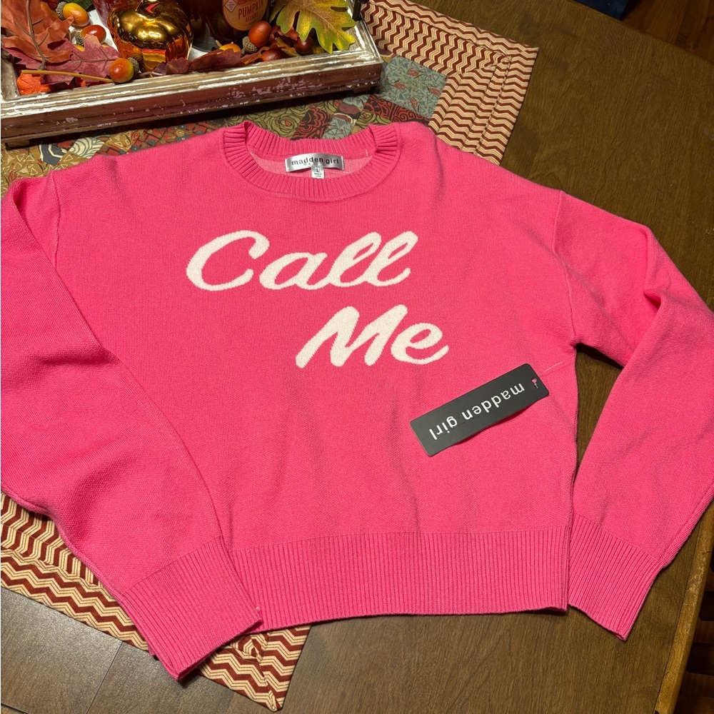 Madden Girl Pink 'Call Me' Sweater